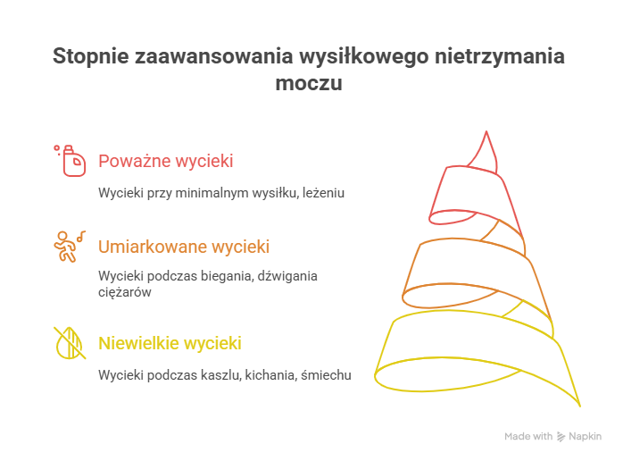 Stopnie zaawansowania wysiłkowego nietrzymania moczu